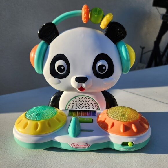 Infantino Spin & Slide DJ Panda Musical Baby Toddler Toy Light-up Turntable Drum - Picture 4 of 8